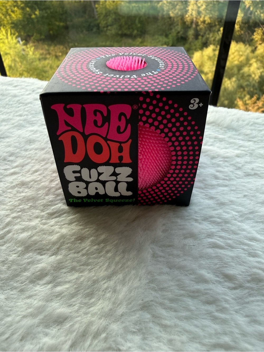 NeeDoh Pink Fuzz Ball Velvet Squeeze